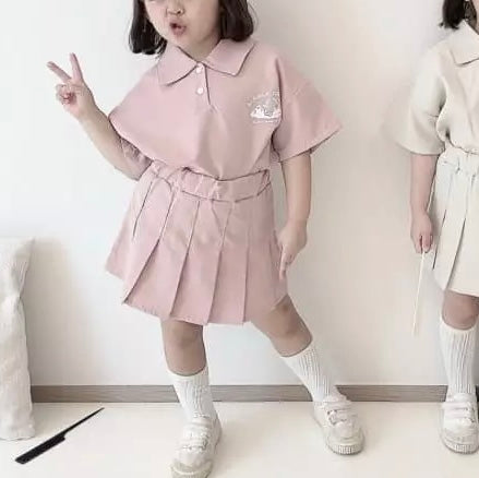 Pink top skirt set