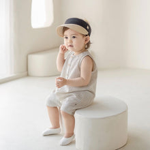 Load image into Gallery viewer, Stripped romper overall with hat