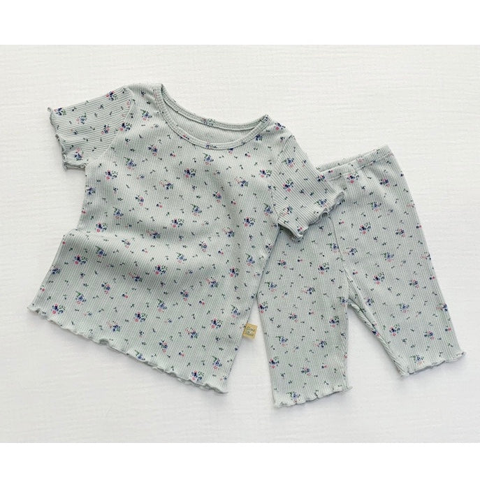 Blue soft floral pajamas