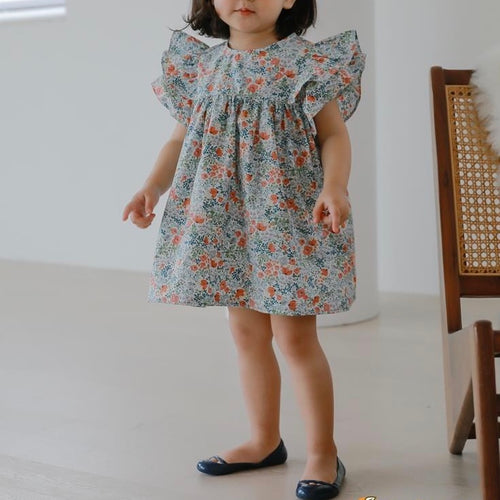 Blue floral frills dress