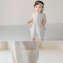 Load image into Gallery viewer, Stripped romper overall with hat