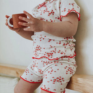 Red floral pajamas