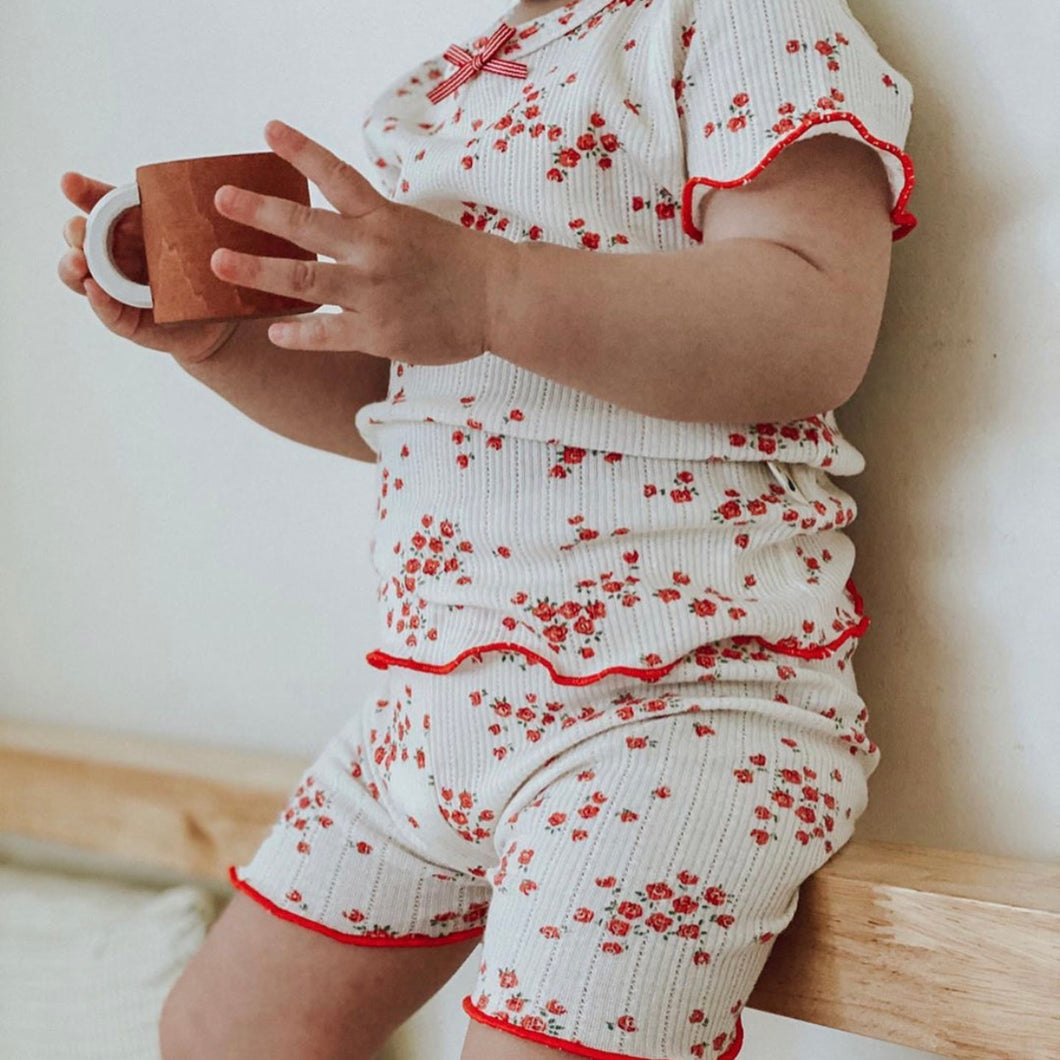 Red floral pajamas