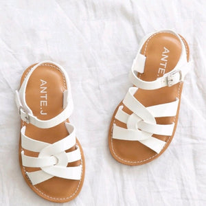 White intersect sandals