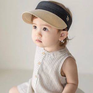 Stripped romper overall with hat