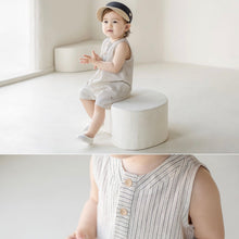 Load image into Gallery viewer, Stripped romper overall with hat