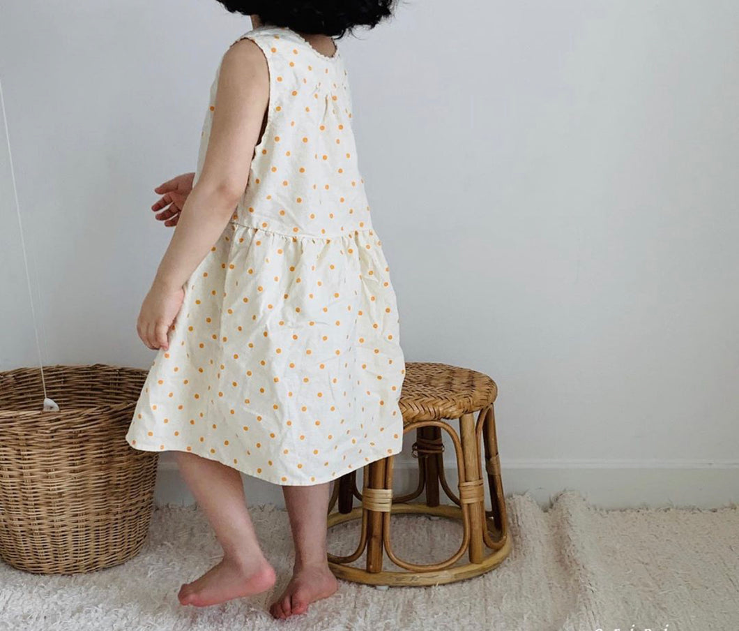 Orange dots sleeveless dress