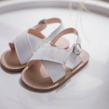 Load image into Gallery viewer, White cross sandals