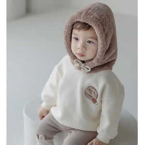White brown fleece hoodie