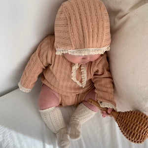 Waffle bodysuit with hat