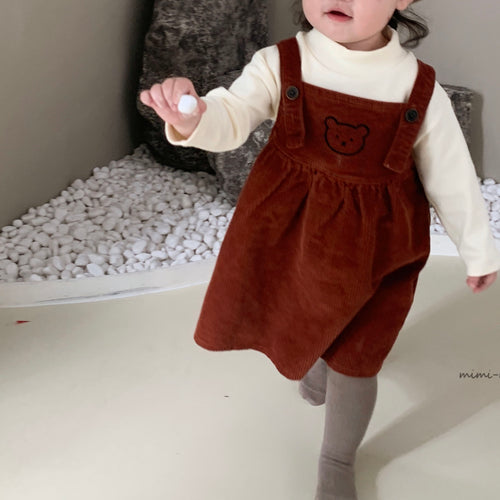 Red bear dress with white top