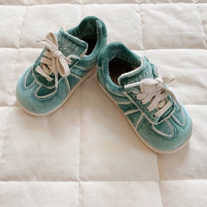 Green velvet sneakers